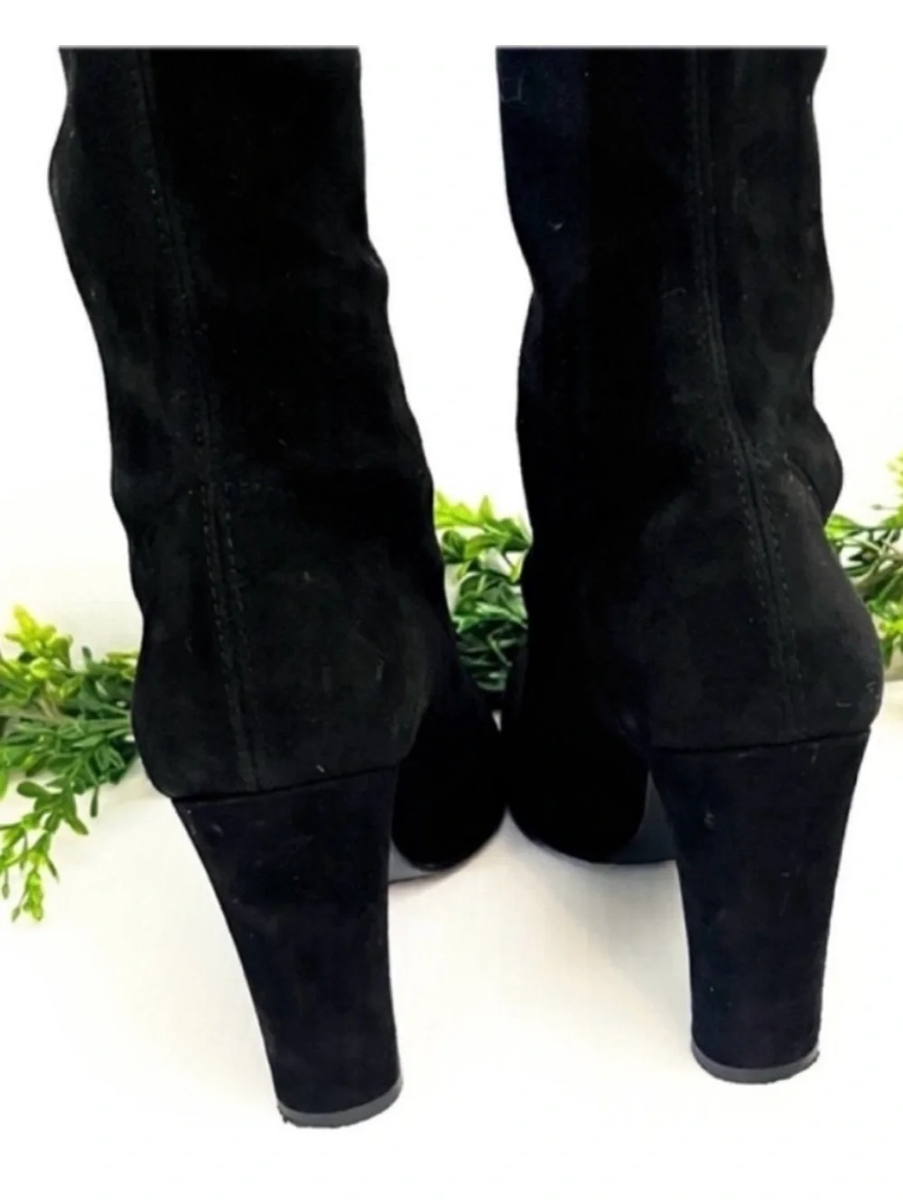 Stuart Weitzman Highland Over-the-Knee Black Suede Heeled Boots Fashion Size 6.5